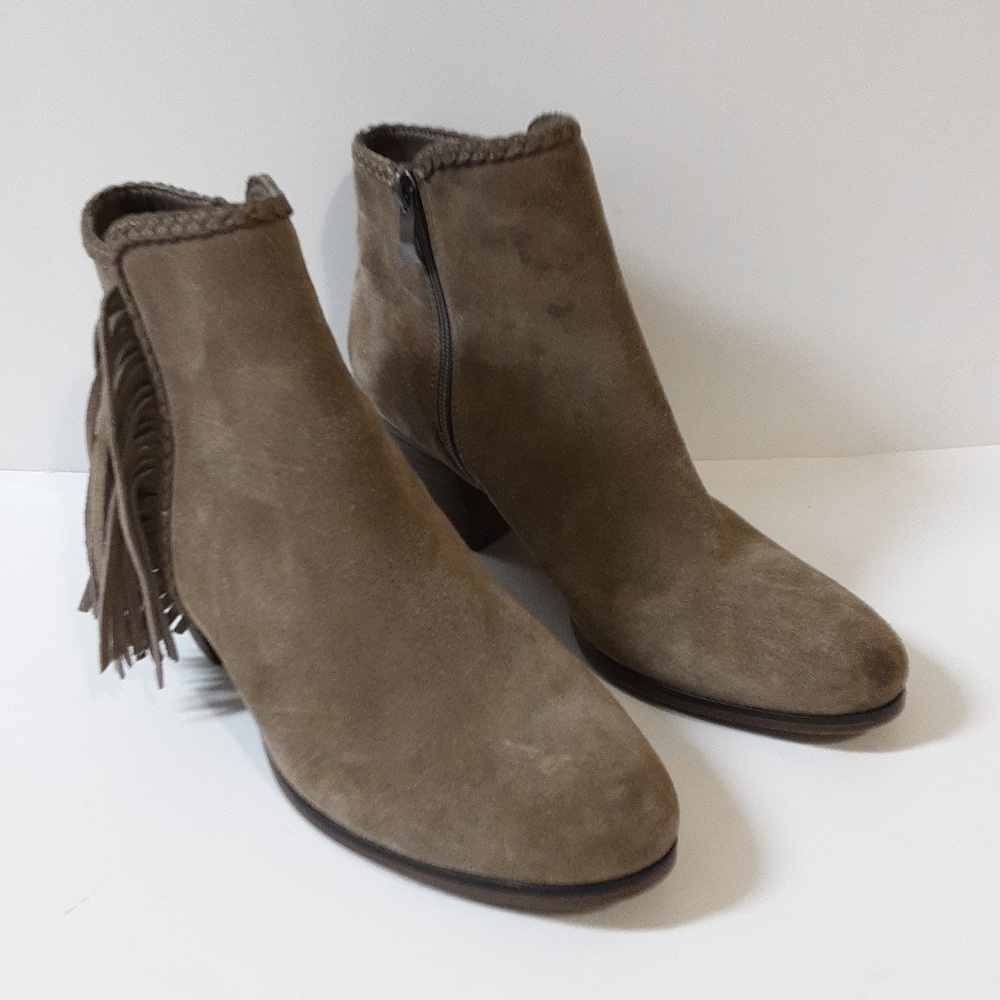 Franco Fortini ankle suede booties western festival rodeo casual women beige 9.5